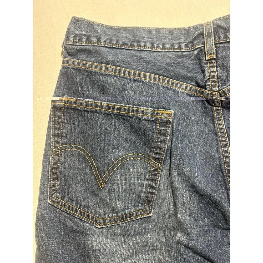 Levis 569 Jean Shorts Mens 36 Blue Loose Fit Straight Denim Light Wash 11